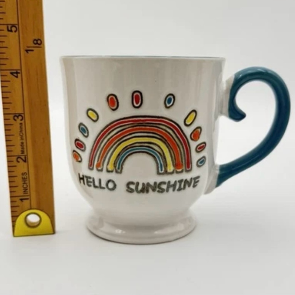 HELLO SUNSHINE 17 Oz Coffee Tea Mug Cup Spring Colorful Rainbow - Picture 8 of 9